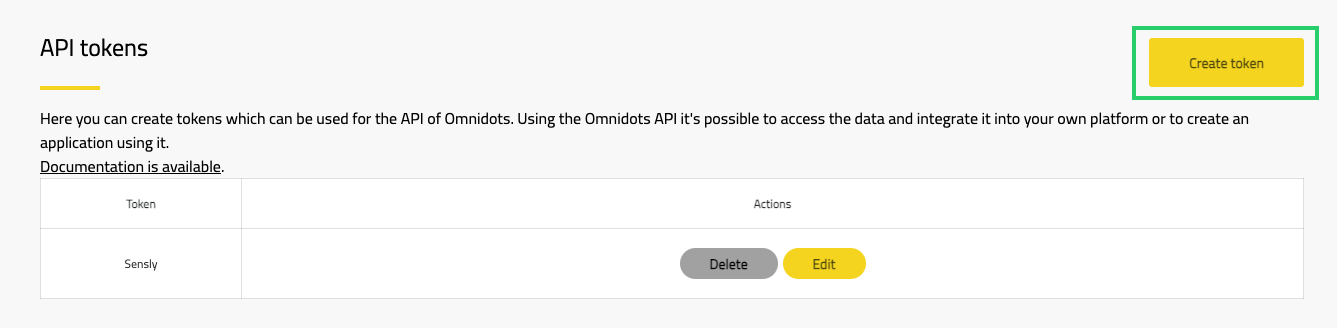 Create Omnidots API Token