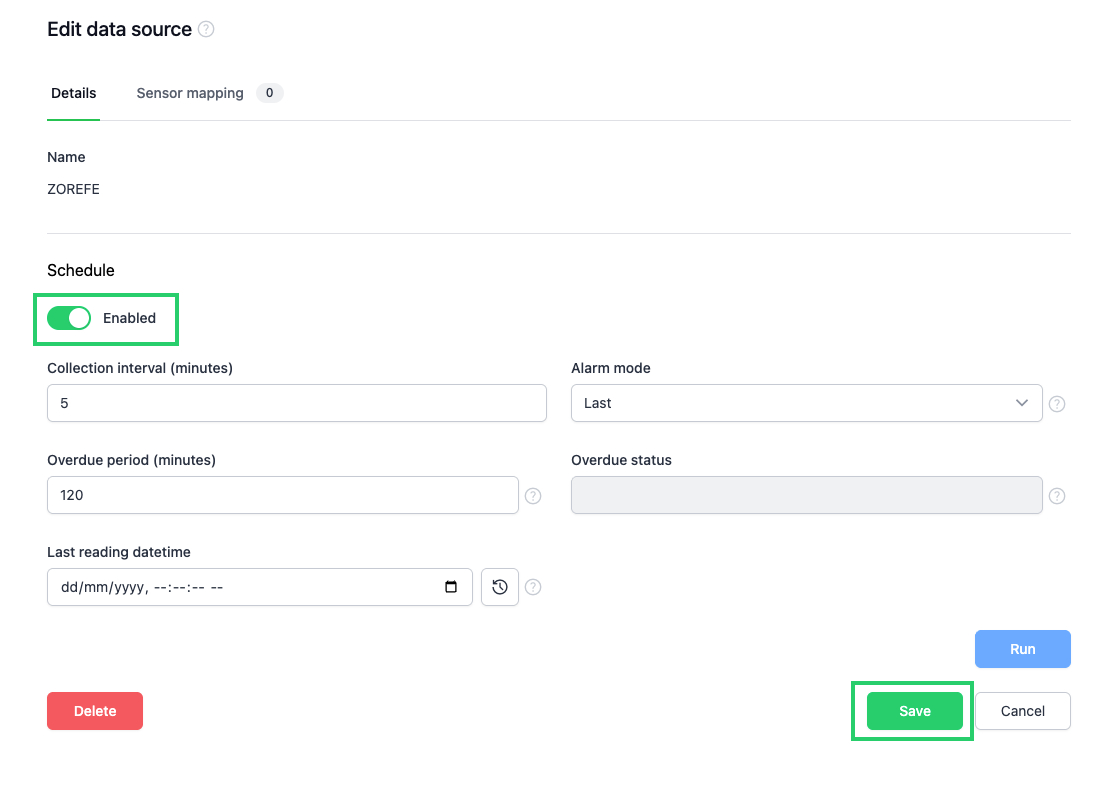 Omnidots Data Source Schedule